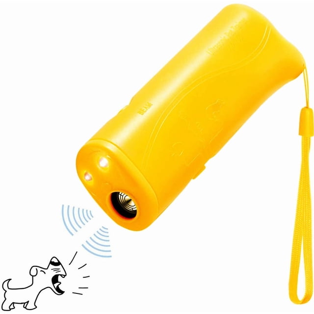 LED Ultrasonic Dog Repeller, 3 in 1 Ultrasonic Pet Repeller Anti Bark Stop Barking Dog Training Repeller Control Trainer (Black+Yellow)