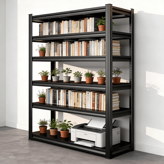6-Tier Heavy Duty Steel Storage Shelves 40"W x 18"D x 82"H Black, 3600LBS Adjustable Metal Shelving Unit with Double Layer Panel & Thickened Columns for Home Commercial Garage Industrial Use