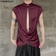thumbnail image 5 of INCERUN Tops 2024 estilo coreano Casual para hombres con cuello alto hebilla cruzada chalecos huecos verano sólido todo fósforo sin mangas camisetas sin mangas S-5XL, 5 of 5