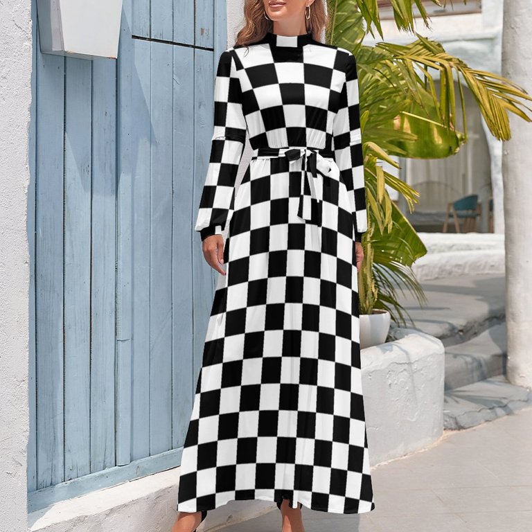 Ska Music Black and White Check Socks Long Dress african dresses for woman  summer dress women elegant guest wedding dress - Walmart.com