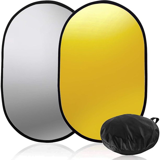 (60 cm x 90 cm) Reflector de disco multifotográfico plegable 2 en 1 para estudio de fotografía, con bolsa de transporte