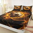thumbnail image 3 of Castle Fairy Abstract Soccer Boy Girl Full Size Sheets 4-Piece,Sport Gamer Breathable Bed Sheets,Black Orange Lightweight Sheet Sets,Luxury Bedroom Decor, 3 of 7