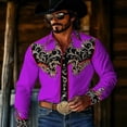 thumbnail image 2 of CONZONE Mens Western Cowboy Shirts Long Sleeve Buttons Down Shirts for Men Trendy Embroidered Lapel Soft Lightweight Tops, 2 of 4