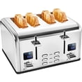 thumbnail image 1 of Savania 4-Slice Bread Toaster, Stainless Steel with Dual LCD Display, Wide Slots, Bagel/Defrost/Cancel Functions, 1 of 8