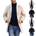 thumbnail image 2 of ZCFZJW Mens Trench Coat Big and Tall Slim Fit Notched Collar Fall Winter Single Breasted Long Sleeve Pea Coat Warm Soft Overcoat Beige XL, 2 of 8