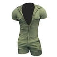 thumbnail image 1 of VBARHMQRT Front Close Bras for Women with Hooded Jumpsuit Men's Zipper Summer Shorts Jumpsuit Short Sleeved Intimates 3676, 1 of 6