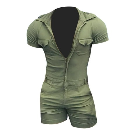 Sexy Lingerie Robe Long Lingerie for Women With Hooded Jumpsuit Men s Zipper Summer Shorts Jumpsuit Short Sleeved