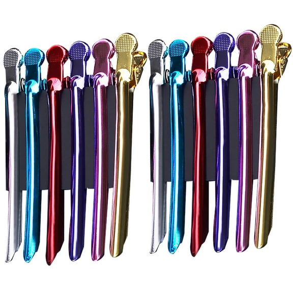 Lixi 12pcs Hairdressing Clips Colorful Haircut Separate Steel Clips Hairpin Tools for Store (Random Color)