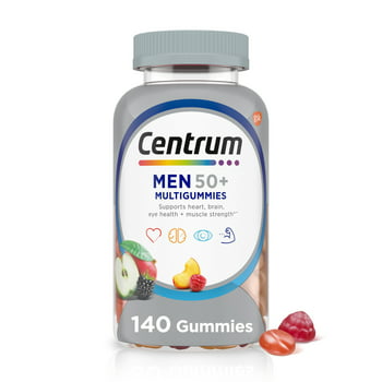 Centrum Multigummies for Men 50 Plus, Multi/Multimineral Supplement With s D3, E, B6, and B12, Assorted Fruit Flavor - 140 Count