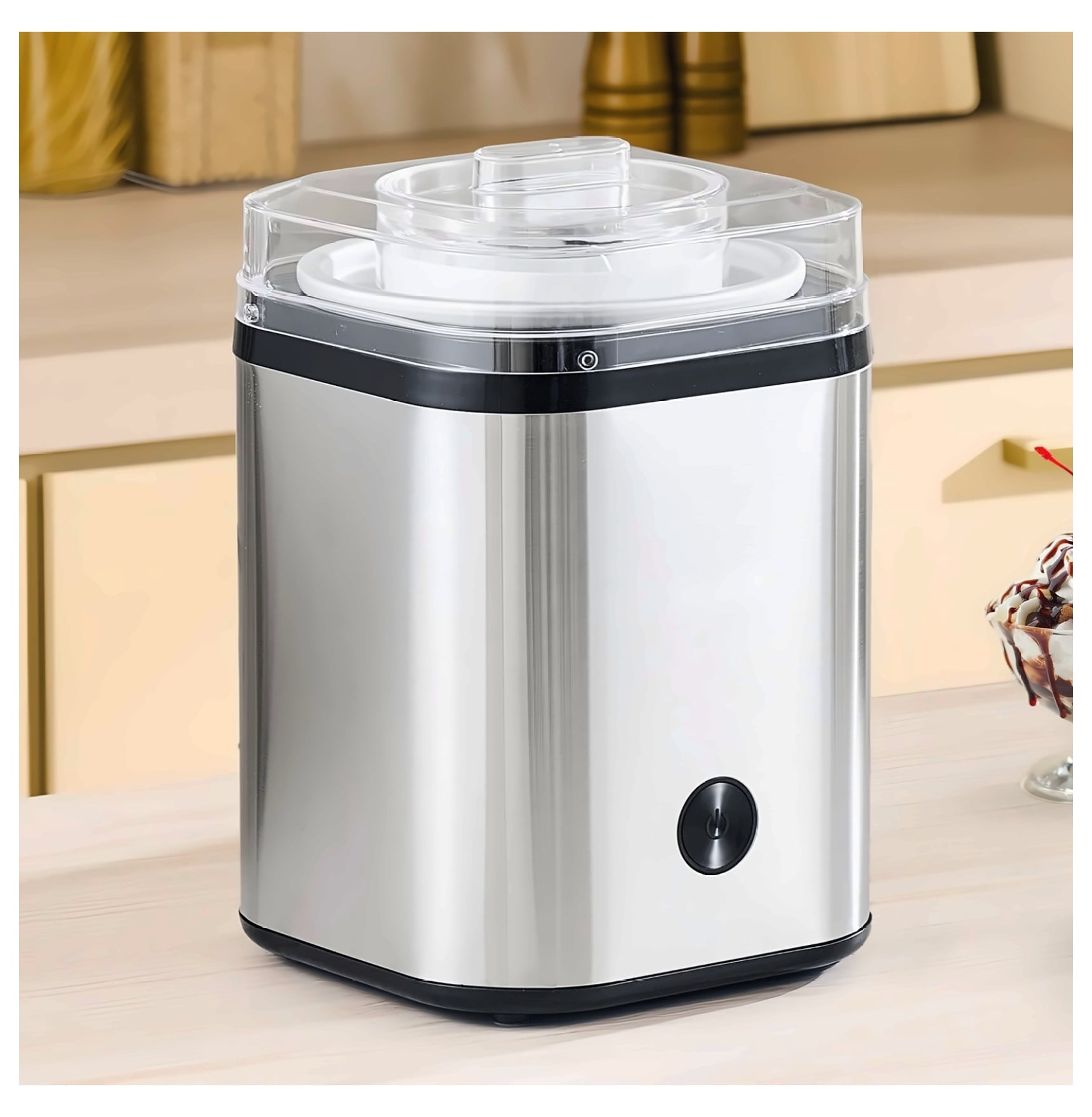 Ice Cream Maker 2.11 Qt, Electric Frozen Dessert Machine, Stainless Steel Shell, Automatic Ice Cream, Yogurt, Sorbet & Gelato Maker, Easy Clean, Silver