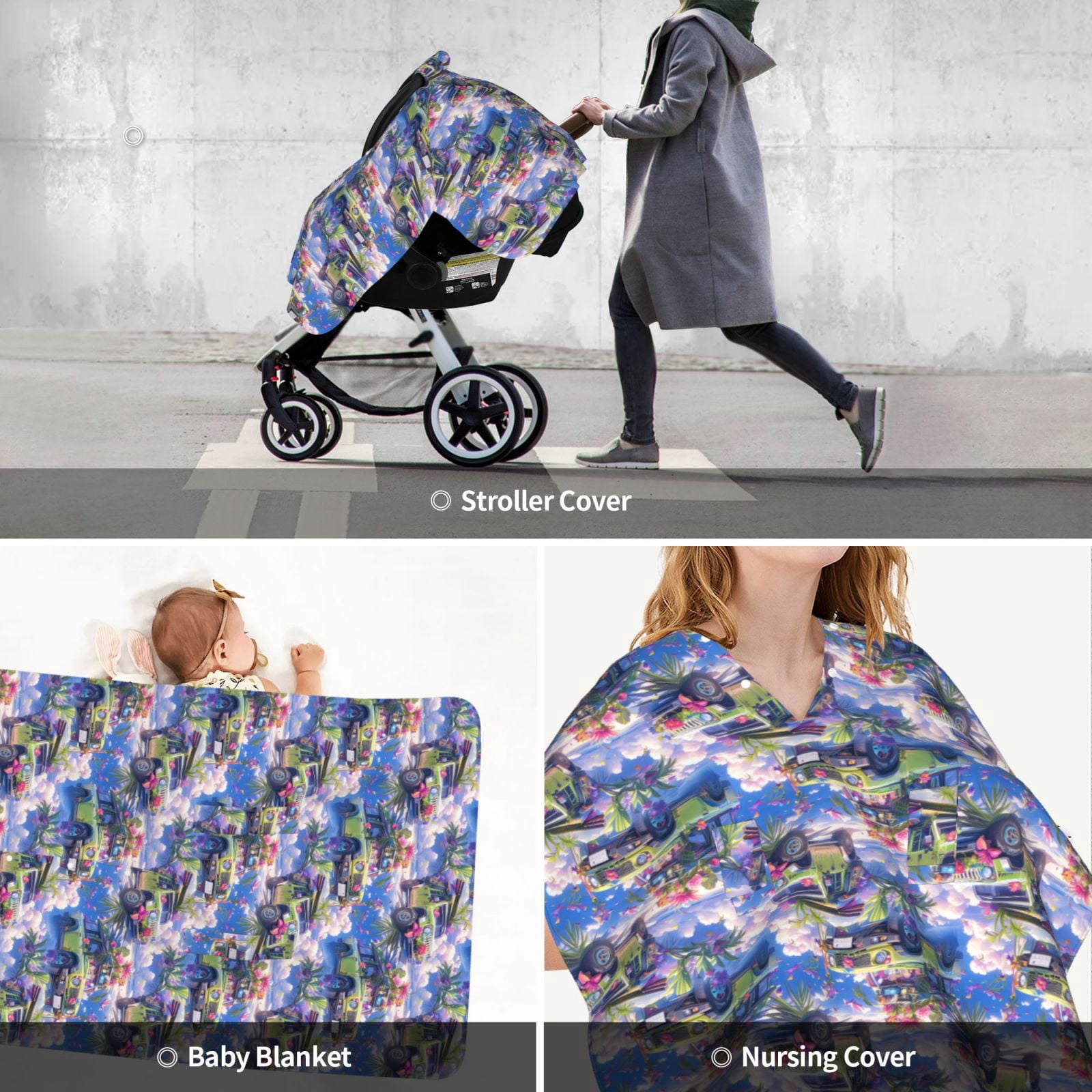Car Seat Cover Baby - summer style green SUV Breathable Infant Car Seat Cover for Baby Carseat, Lightweight Comfort Baby Essentials Must Haves Newborn Stuff for Girl Boy