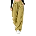 thumbnail image 2 of Hurxie Womens Waterproof Pants Rain Pants Quick-Dry Baggy Cargo Hiking Pants | with Zipper Large Pockets Outdoor Travel Pants Army Green,M, 2 of 6