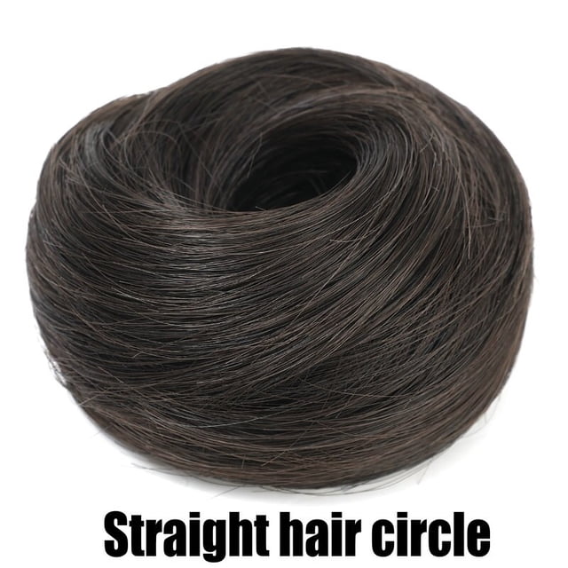 Moño de pelo sintético rizado y liso para mujer, gomas para el cabello, bandas para el cabello Updo, banda elástica, postizos, volumen, flecos falsos