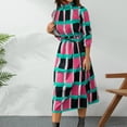 thumbnail image 2 of KOMOO Women Loose Flowy Tunic Dress Colorful Geometric Printed Long Sleeve Loose Dress Spring Autumn A-Line Long Dress, 2 of 9