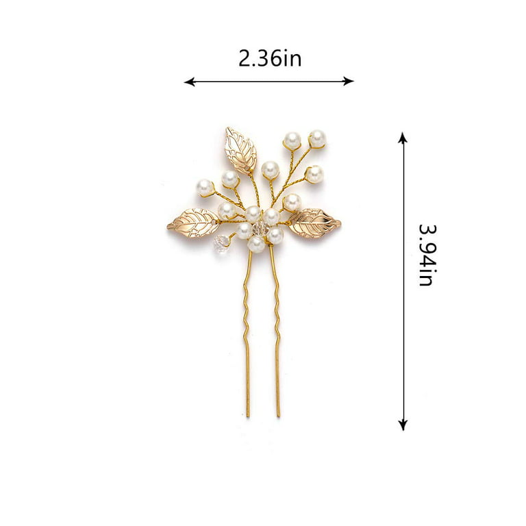 Heread Pearl Bride Wedding Hair Pins Rose Gold Crystal Bridal Hair Pieces Rhinestones Hair Accessories for Women and Girls (Pack of 3), Women's, Size