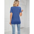 thumbnail image 2 of Cuteduck Women's Short Sleeve V-Neck T-Shirt – Button Front, Loose Fit Solid Color Soft Summer Top – Casual Everyday Essential S-2X, 2 of 5