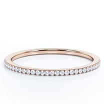 JeenMata .25 Carat Round Brilliant Real Diamond Semi Eternity Wedding Ring Band in 10k Rose Gold