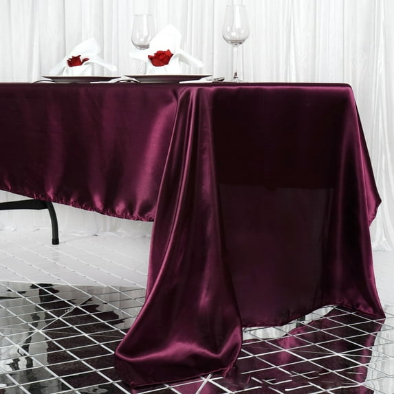 Efavormart 60x126" Rectangle EGGPLANT Wholesale SATIN Tablecloth Banquet Linen Wedding Party Restaurant Tablecloth