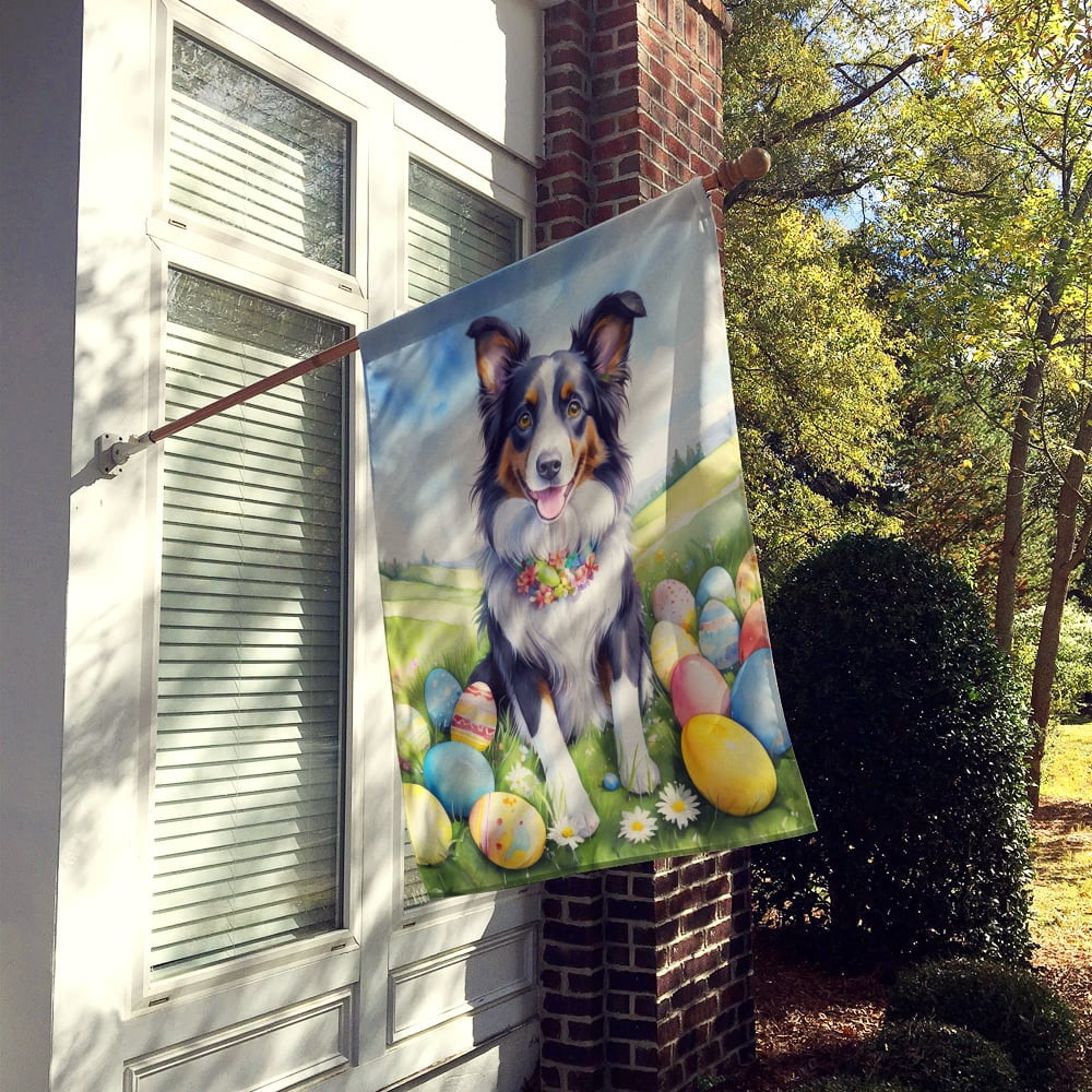 Border Collie Easter Egg Hunt House Flag 28 in x 40 in
