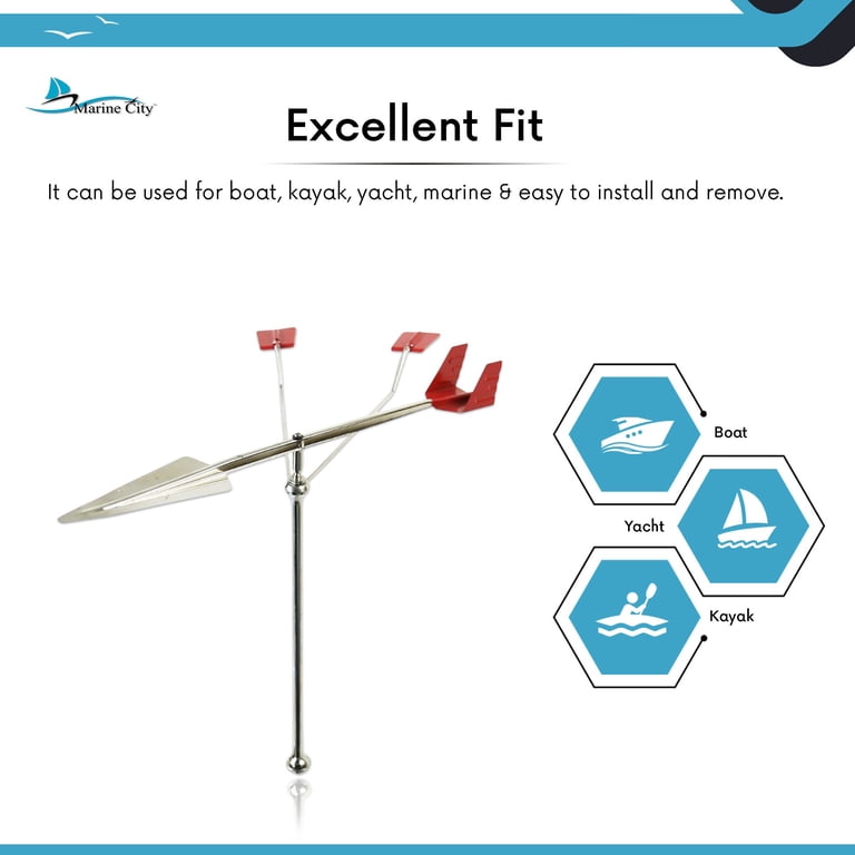 Marine City Stainless Steel Masthead Wind Indicator – 14.5" Sailboat Wind Vane With LED Light, 316 Grade