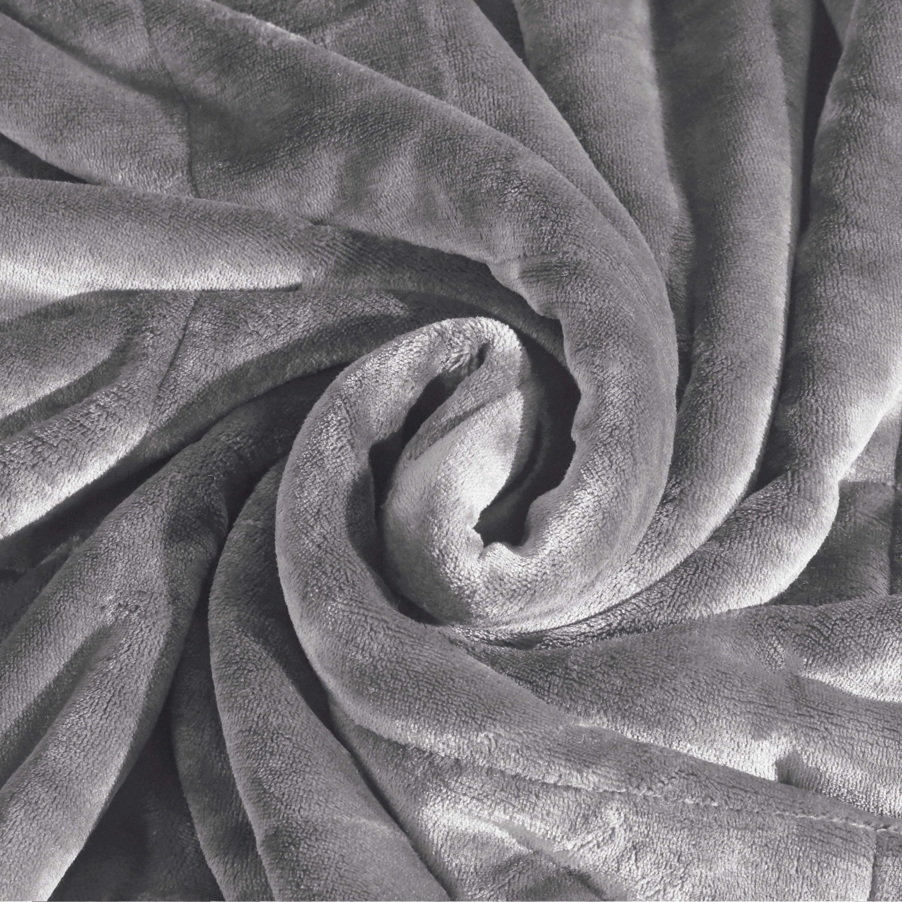 Vellux Plush Quilted Blanket, Queen, Grey