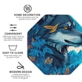 thumbnail image 3 of Honeii Blue Iceberg Leaf Wolf print Leather Coaster Set of 4, ideal for safeguarding your furniture from drinks spills and effortless cleanup-Octagon, 3 of 6