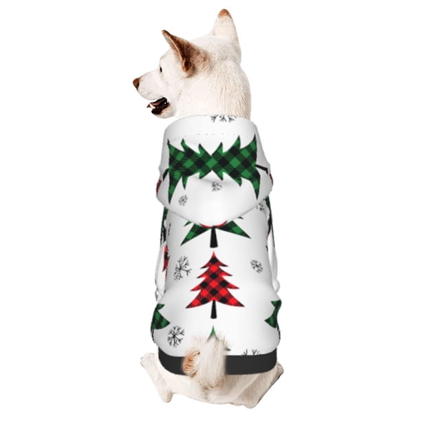 Balery Buffalo Plaid Christmas Trees Sudadera con Capucha para Perros Pequeños – Ropa para Mascotas, Disfraz para Perros y Gatos, Ideal para Fiestas y Cosplay-Medium
