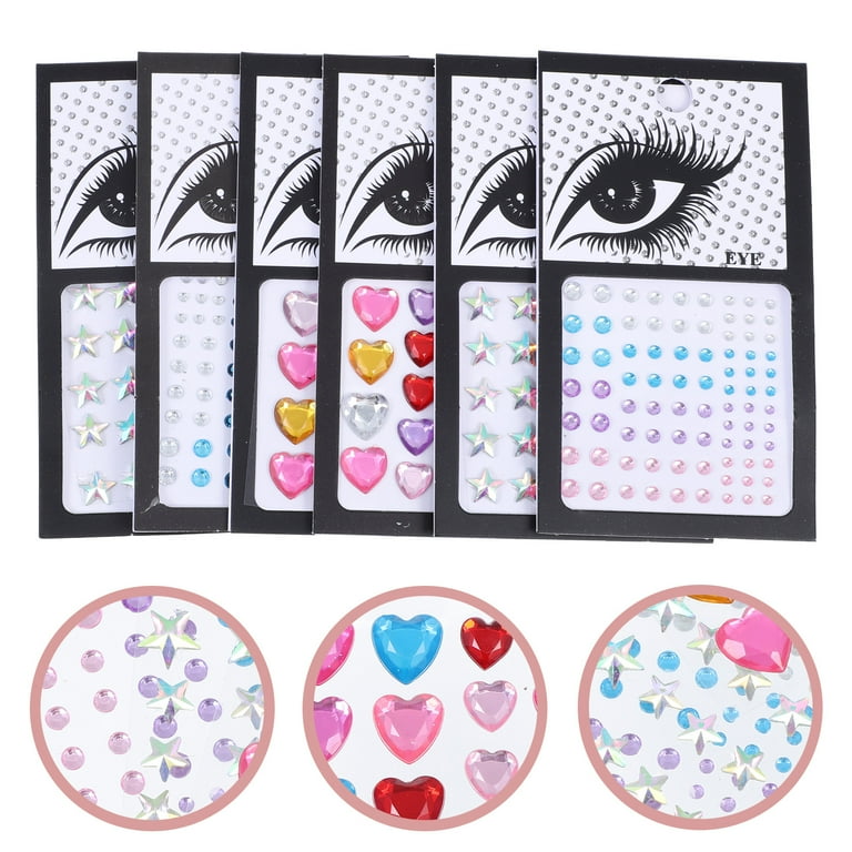 6 Sheets(100Pcs /Sheet) Face Jewels Face Gems Stick on Face Body and Nails  4 Different