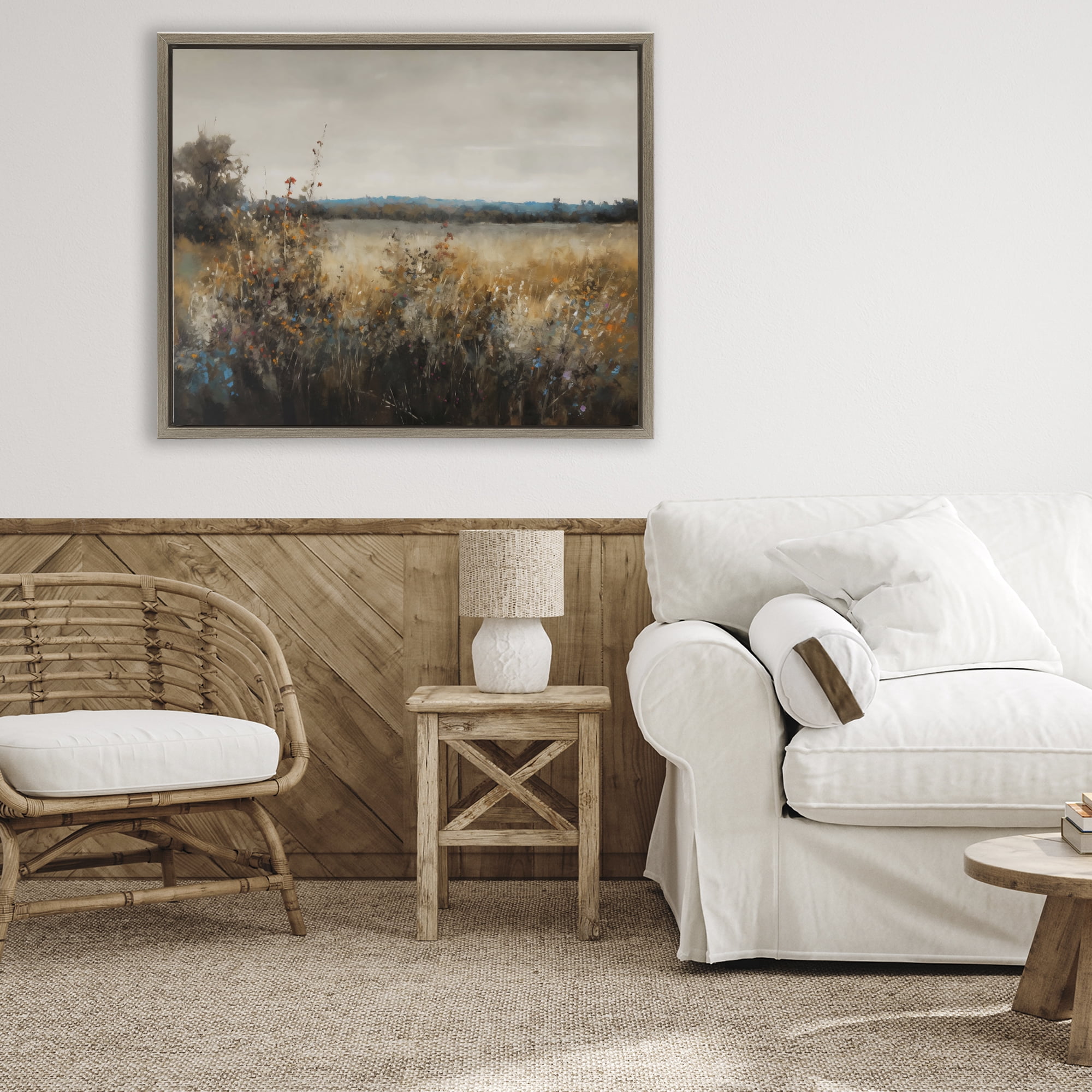 Stupell Industries Abstract Grunge Meadow Brown Framed Floater Canvas Wall Art, design by Creative Studio