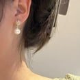 thumbnail image 4 of CILENON Pearl Pearl Earrings Female Love Design Light Luxury High End Trendy Earrings Silver Needles Sweet Earrings And Earrings (White,One Size), 4 of 6