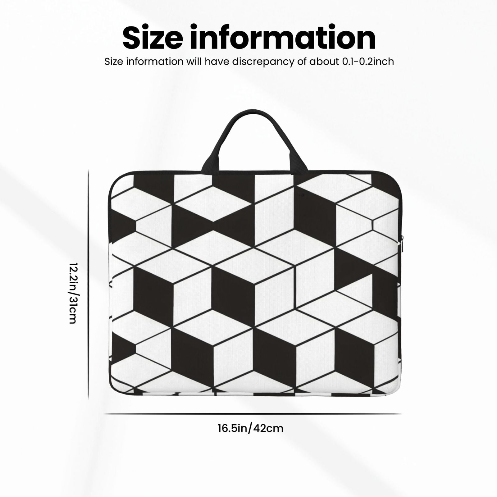 Laptop Sleeve Bag For Women Men 14inch Waterproof Durable Protective Computer Carrying Cover Handle Laptop Case Bag White And Black Checkered Pattern (3)