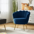 thumbnail image 3 of Seashell Upholstery Armchair Velvet Lounge Barrel Chair Gold Legs Home Living Room Bedroom, 3 of 10