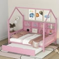 thumbnail image 4 of Bellemave Full House Bed with Storage Drawers and Shelves, Kids Playhouse Bed Frame for Girls & Boys, Wood Montessori Bed (Pink), 4 of 11
