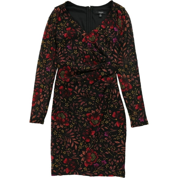 GUESS Womens Lace Bodycon Dress, Black, 2