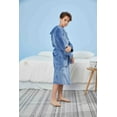 thumbnail image 4 of WORW Big Boys Solid Robes Bathrobe Robes - Blue Hoodie, Small, 4 of 5