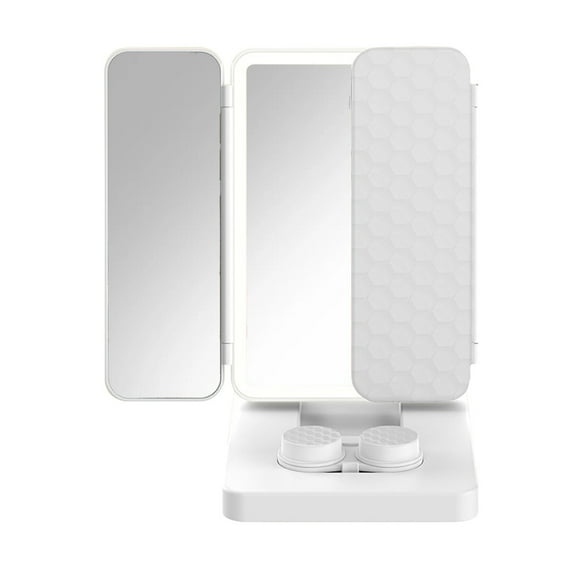 Automatic Lens Cleaner for Contacts and Glasses - Compact Vibration Cleaning Device with Makeup Mirror