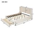 thumbnail image 3 of Queen Size Platform Bed with a Big Drawer, Velvet Upholstered Platform Storage Bed Frame with Wingback Headboard and Wood Slat Support, Bedroom Mattress Foundation for Teens Adults Boys Girls, Beige, 3 of 7