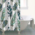 thumbnail image 5 of Small Stall Narrow Shower Curtain 36"W x 72"L – Tropical Bohemian Leaves, Mid-Century Abstract Boho Botanical Bathroom Decor, Vintage Floral Palm Leaf Pattern, Rustic Tribal Folk Style, 5 of 5