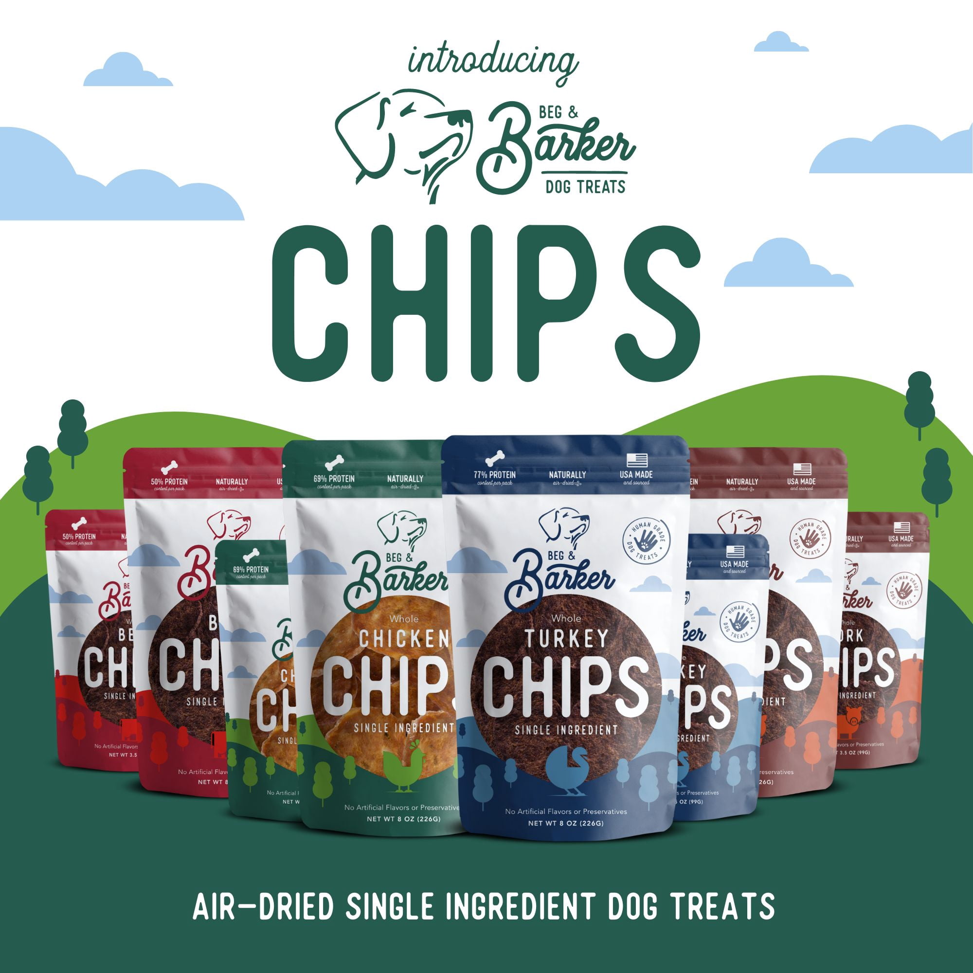 Beg & Barker All Natural Human Grade Chicken Chips for Dogs Treats 8 oz