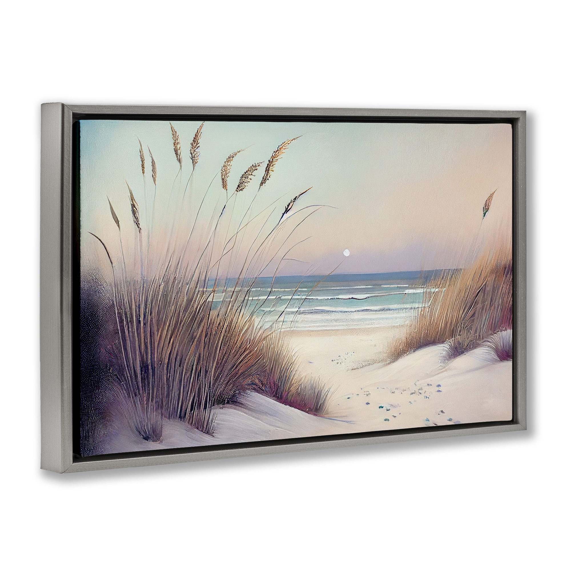 Euphoria Beach Dunes View Gray Framed Floater Canvas Wall Art, design by Sasha