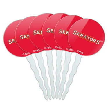 NHL Ottawa Senators Logo Cupcake Picks Toppers Decoration Set of 6