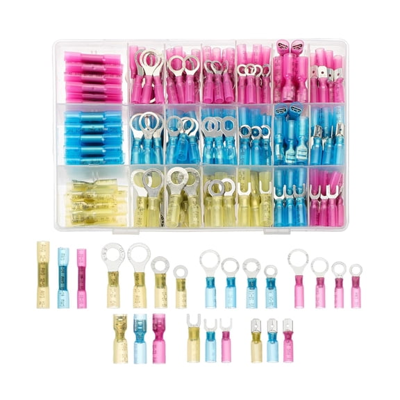 Bates- Heat Shrink Wire Connectors Kit, 320 pcs, Ring Fork Spade Butt Splices, Electrical Connectors Kit