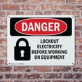 thumbnail image 4 of (2 Pack) Lockout Electricity Before Working OSHA Danger Sign 18 Inch X 12 Inch Plastic Sign, Weather Resistant, UV Protected for Workplace, Business, and Construction Site, Made in the, 4 of 8