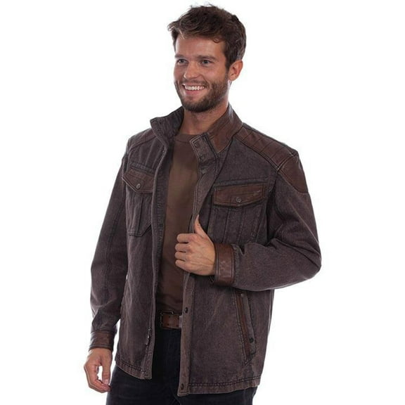 Scully Leather Chocolate Canvas W/Leather Trim Men's Jacket W/Canvas