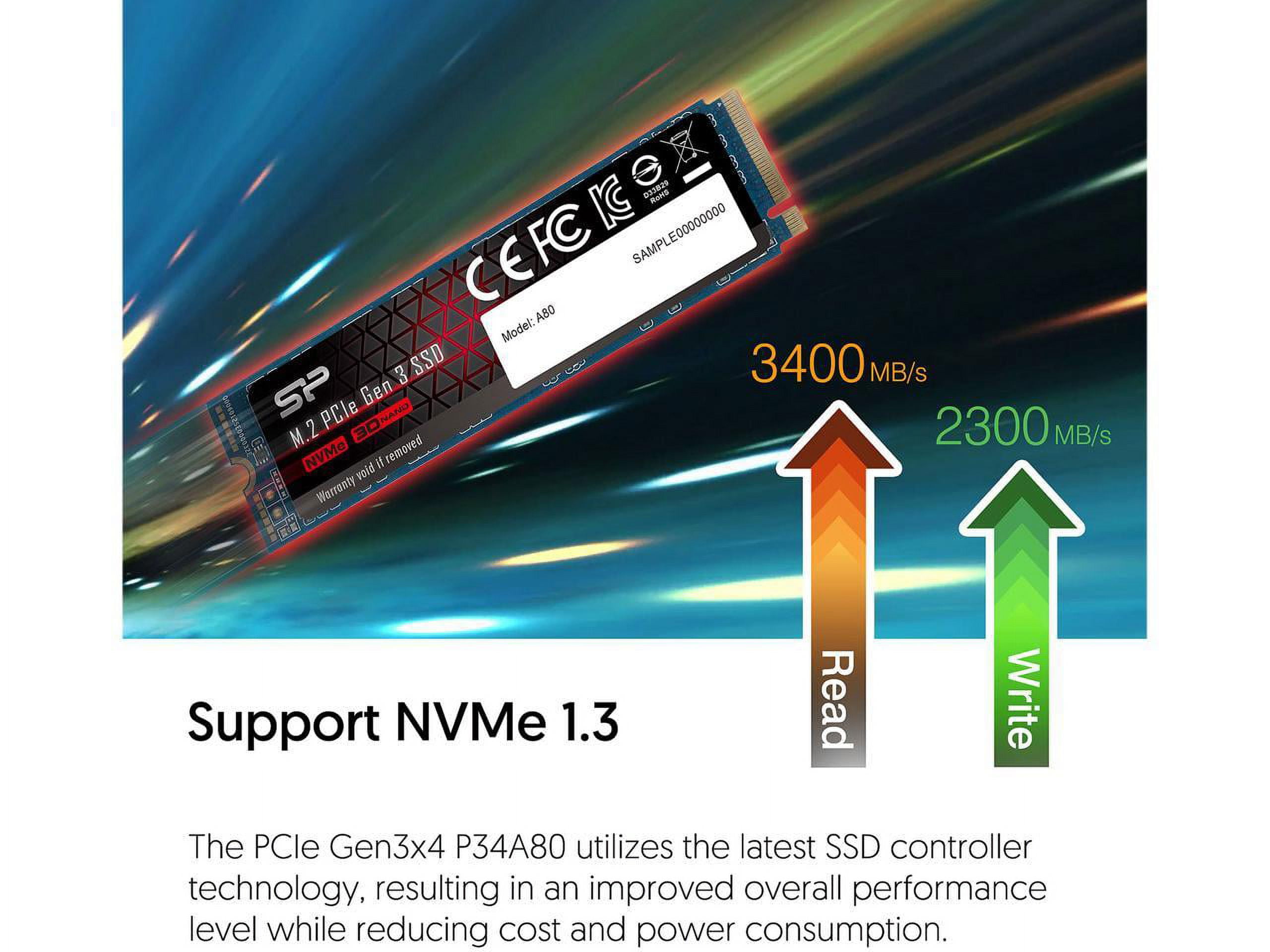 Silicon Power 512GB NVMe M.2 2280 PCIe Gen3 x4 TLC R/W up to 3,400