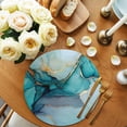 thumbnail image 2 of Teal Ombre Round 15 Inch Placemats Set of 4, Modern Marble Ink Painted Abstract HeatResistant Non Slip Place Mats for Dining Table, Wipeable Braided Kitchen Table Mats for Housewarming, 2 of 9