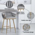 thumbnail image 5 of 26'' Counter height bar stools Set of 2 kitchen island counter bar stool with hand- wave back, golden chromed base and footrest, 5 of 12
