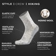 thumbnail image 3 of Calcetines de lana merino Socks Daze para senderismo y ciclismo, 4 pares, gris claro, 3 of 7