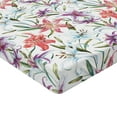thumbnail image 4 of Ambesonne Tropical Fitted Sheet, Multicolored Lilies Leaves, Twin Size, Dark Salmon Olive Green, 4 of 5