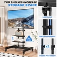 thumbnail image 7 of RTVR Modern Black Mobile Rolling TV Cart Stand with Wheels for 32 to 83 inch TVs, Max VESA 600x400mm, 2 Storage Shelves, 7 of 7